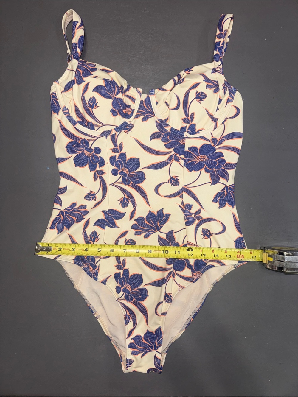 Cupshe Cream With Blue And Pink Floral Force Of Nature Slim And Sculpt One-Piece View 5